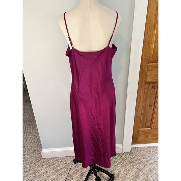 Express Purple Pink LG Satin Cowl Neck Mini Slip Dress Y2K Dopamine Clubwear - Picture 2 of 7